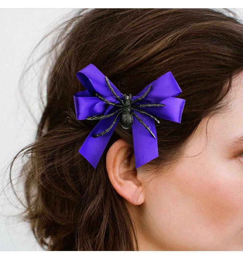 Halloween Hair Clip Spider Bow Hairpin Cute Funny Side Clip Fringe Barrette Day of the Dead Decoration Girls Hair Accessory Gift