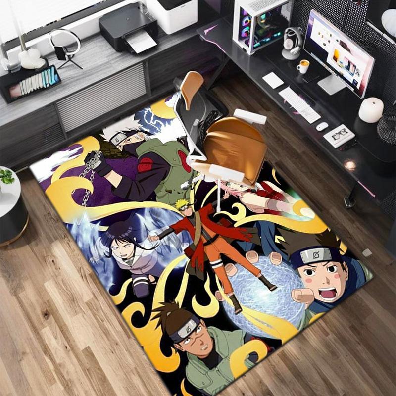 Japanese anime cartoon NARUTO's famous Uzumaki Naruto rug, soft decorative home furnishing, bedroom office chair pad, outdoor picnic carpet Y12