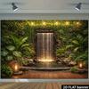 2D Vintage Lantern Stone Waterfall Jungle Photography Background Cloth