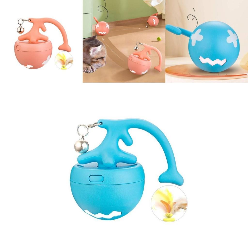 Innovative Electric Cat Teaser Ball With Colorful Glow And Replaceable Feather Toys