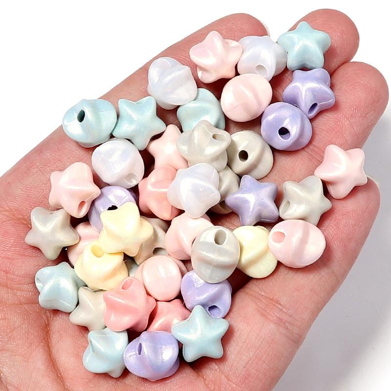 50pcs/lot Acrylic Beads Star Beads Jelly Color Big Hole Spacer Beads for Jewelry Making DIY Bracelet Necklace Accessories Gifts
