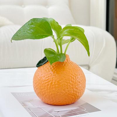 Orange Fruchtförmige Vase Reproduktion Emaille Vase Schreibtisch Kunstvase Schreibtisch Dekoration Blumenstrauß Mittelstück