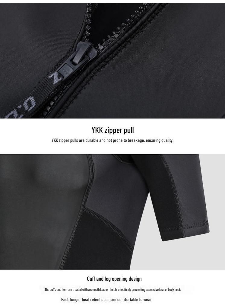 Traje de neopreno de manga corta para hombre de 3 mm: Protección Solar, Calidez, Traje de Surf y Buceo - Talla Mediana/Grande