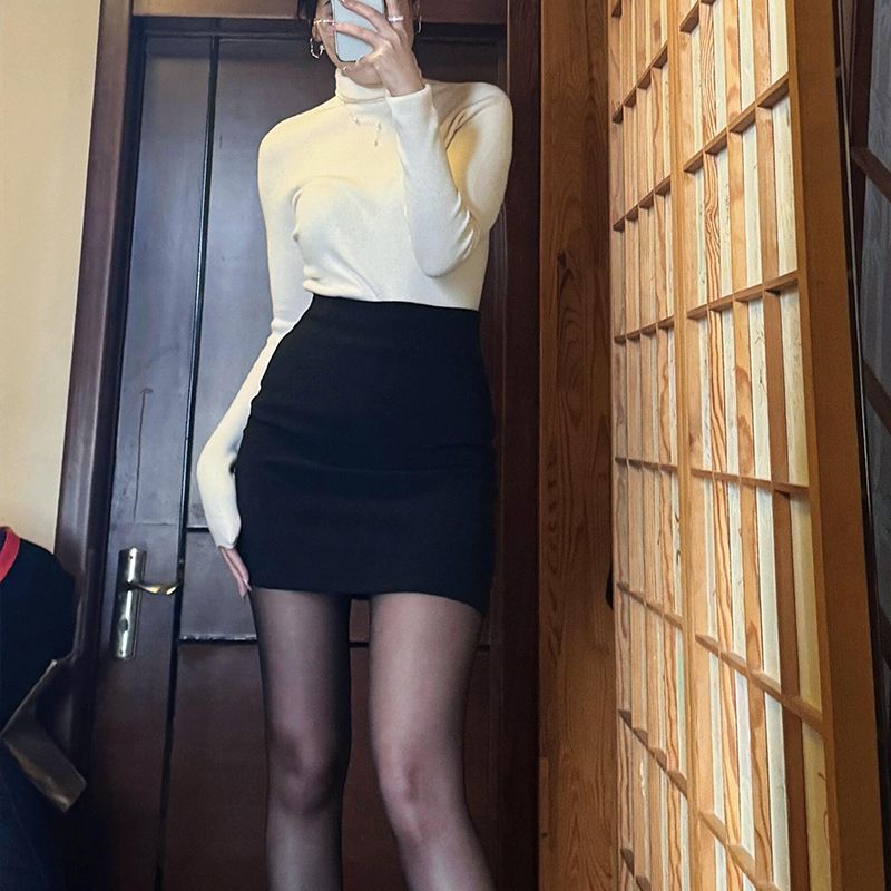 

Spring and Summer Skinny Hip Skirt Women s Plus Size Plus Size Ladies High Waist Covering Stretch Silm Sexy Pure Desire Skirt Skirt Black (40cm) XL(Suggested 60.00 kg-65.00 kg)