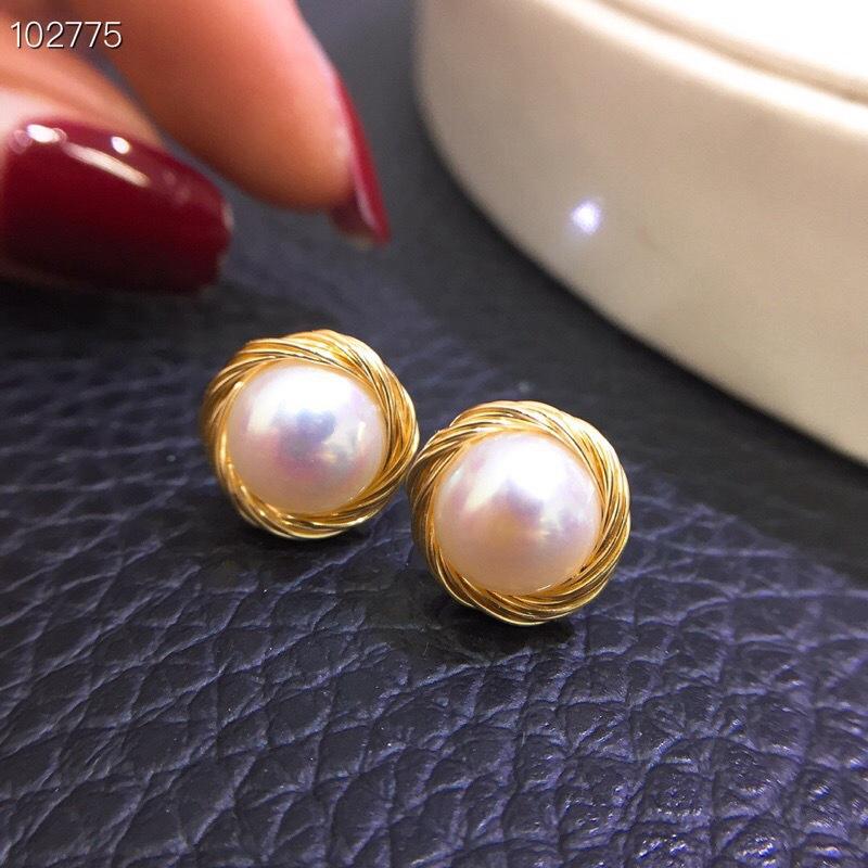 Hand-wound freshwater pearl stud earrings Ins retro French s911 earrings niche light luxury design earrings women