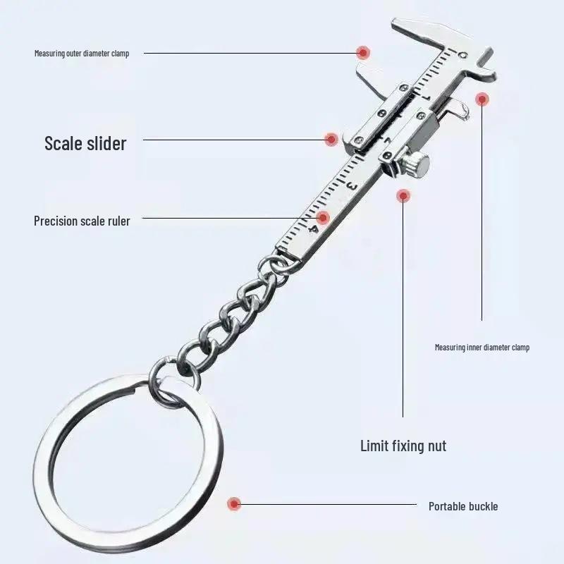 Mini Vernier Caliper Keychain Pendant - Portable 0-40mm Measurement Tool