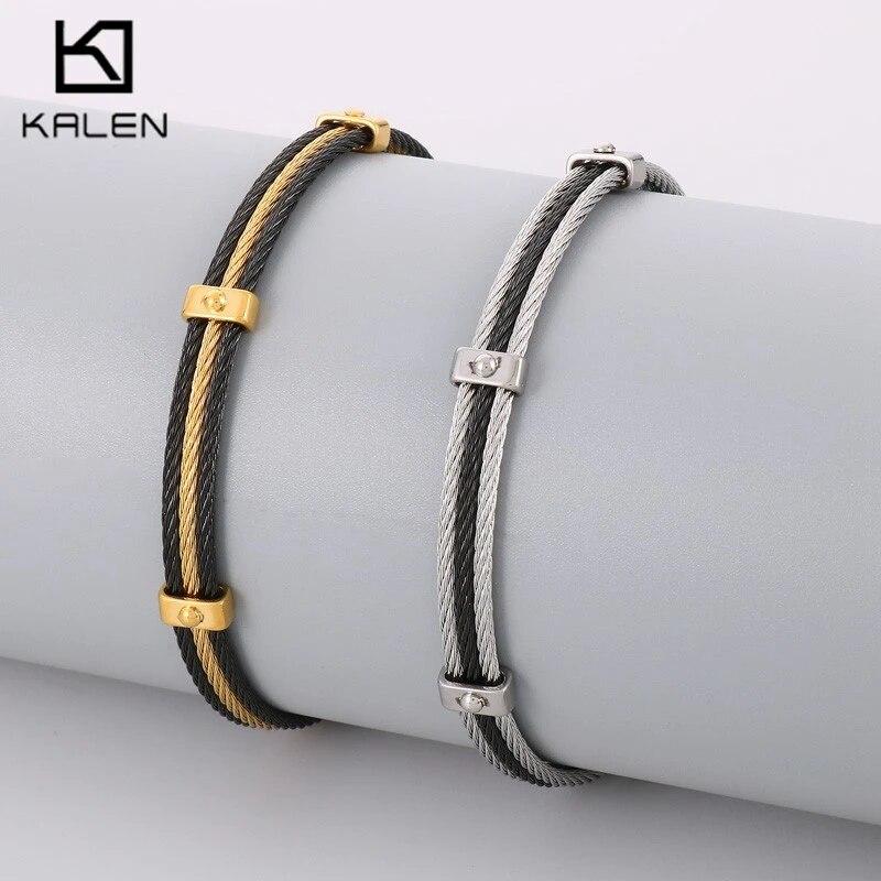 6MM Premium Wire Rope Woven Multilayer Bracelet for Men Punk - Sturdy Stainless Steel In Silver/Gold Color Party Jewelry Gift