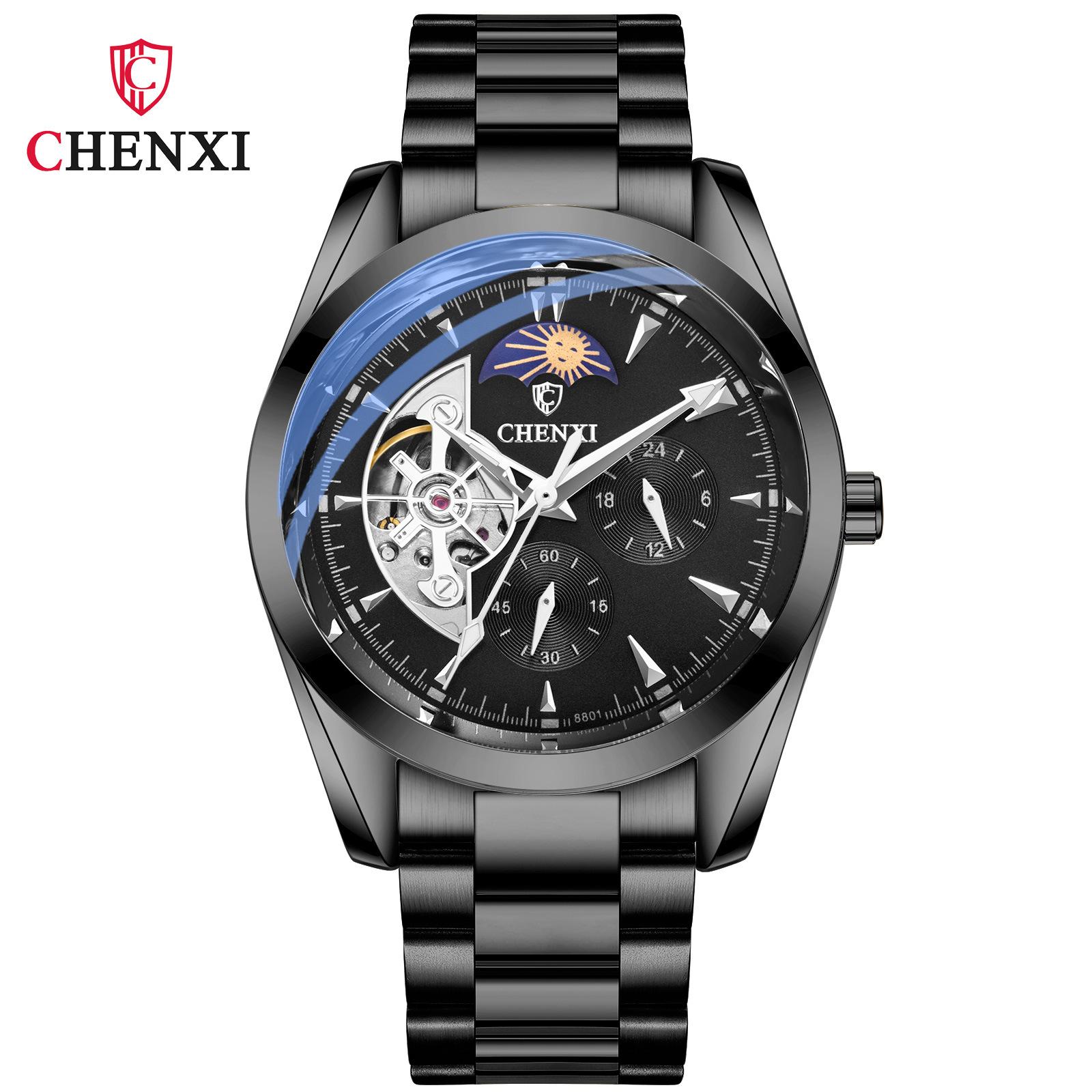 

Новые роскошные мужские часы ТОП-бренда с коробкой, водонепроницаемые автоматические полые часы с солнцем и луной, звездами, мужские механические часы