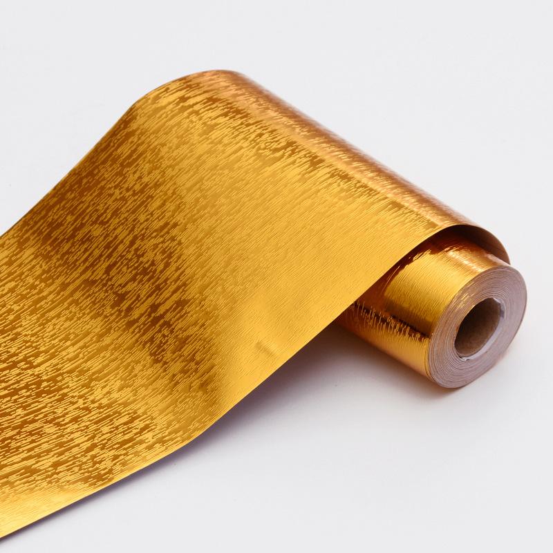 1 Stück 5 m x 10 cm Goldene Selbstklebende Tapetenbordüre - PVC Abnehmbare Wasserdichte Folie, Geeignet für Bilderrahmen, Badezimmer, Küchen