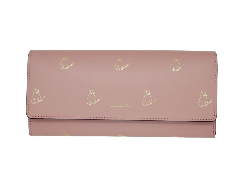 Paul Smith Cat Doodle Women's Flap Long Wallet in Dusty Pink