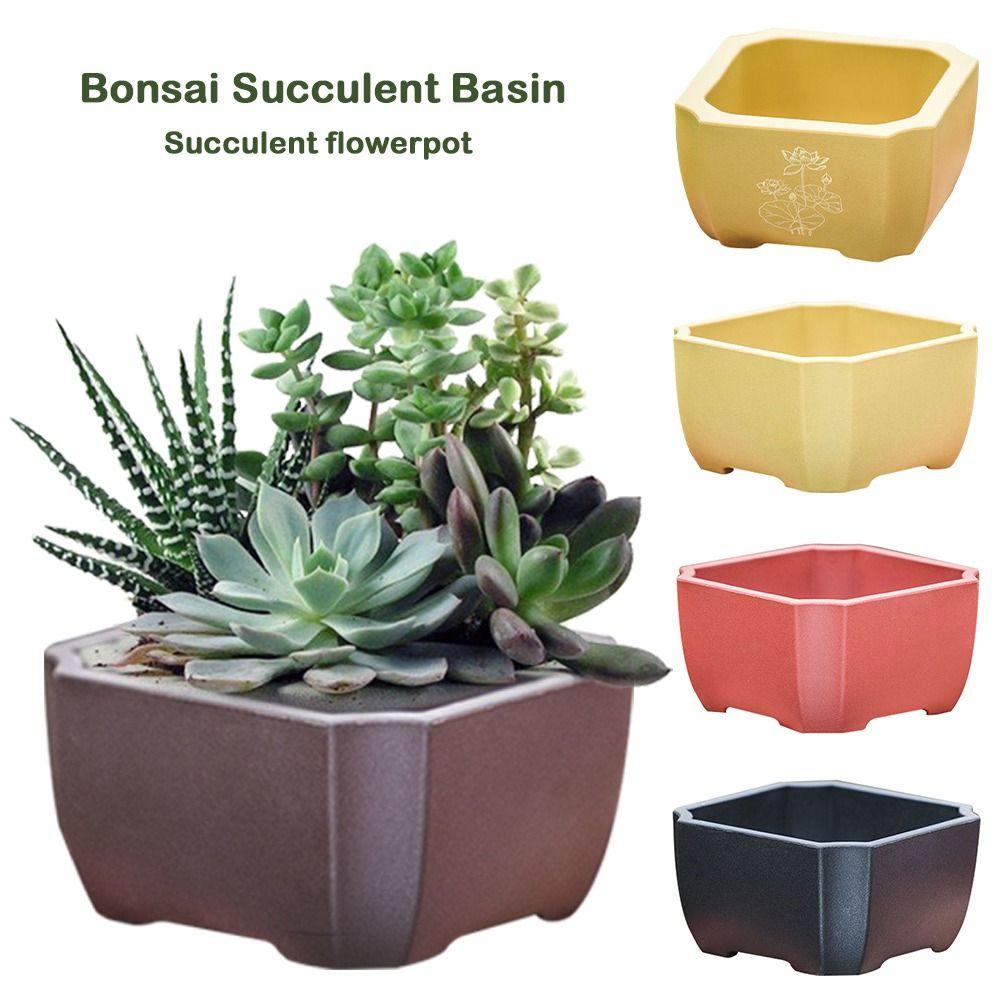 Durable Thick Flower Pot Imitation Purple Clay Bonsai Succulent Basin Simple Plant Bowl  Home