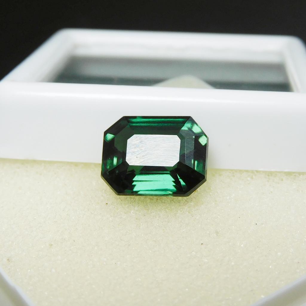 7.70 Ct Natural Green Sapphire Emerald Cut Loose Gemstone CERTIFIED M-70-Ra