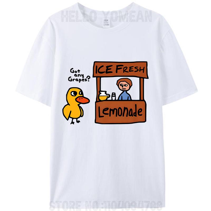 Ice Fresh Lemonade Got Any Grapes Duck Funny Saying Meme Vintage Men's T-Shirt Cotton Tee Tops