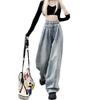 Niche commuter drape high-waisted jeans spring and autumn new design loose mopping wide-leg jeans