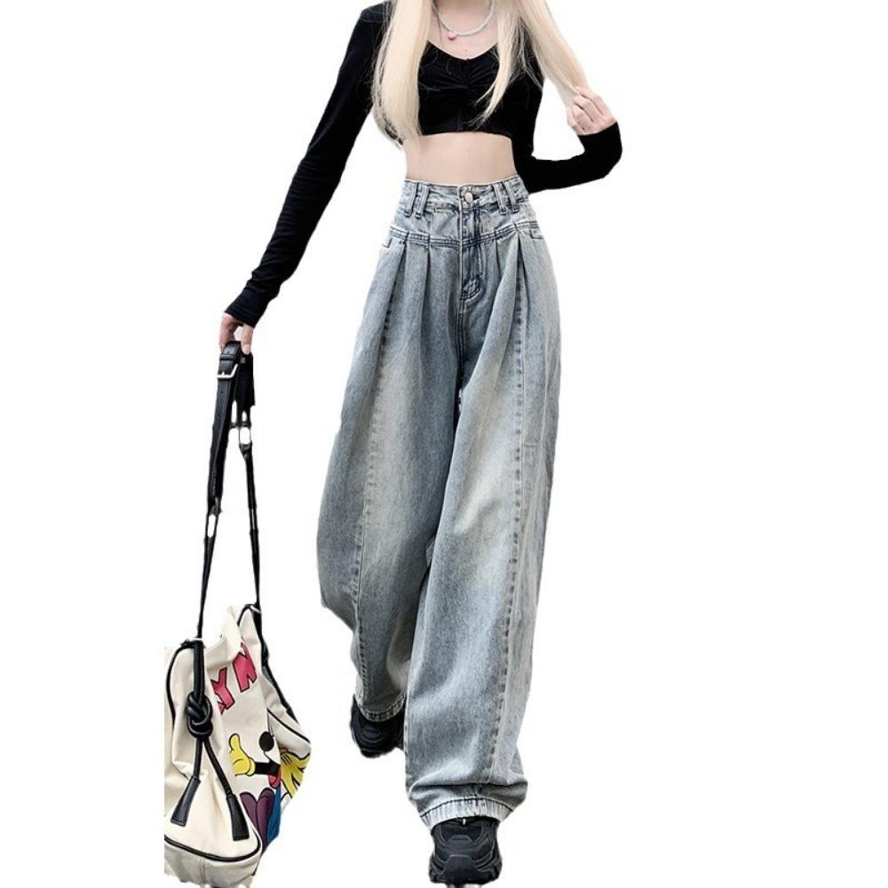 Niche Commuter Drape High-waisted Jeans Spring and Autumn New Design Loose Mopping Wide-leg Jeans