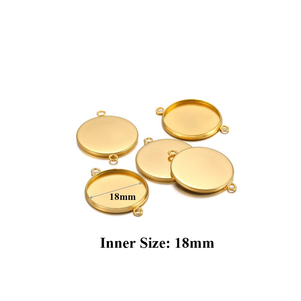 10 pièces Acier Inoxydable 6-30mm Base Cabochon Camée Couleur Dorée Plateau Rond Vide pour Collier Bracelet Fabrication de Bijoux Apprêts DIY