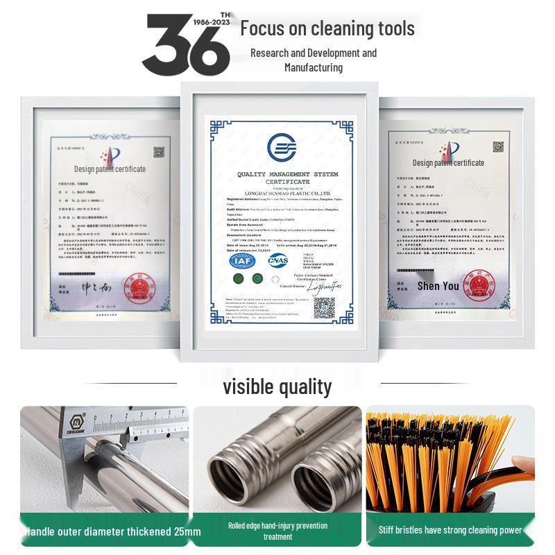 Large Commercial Stiff Bristle Floor Scrubber Brush with Long Handle for Cement, Moss, Marble, and Tile Cleaning