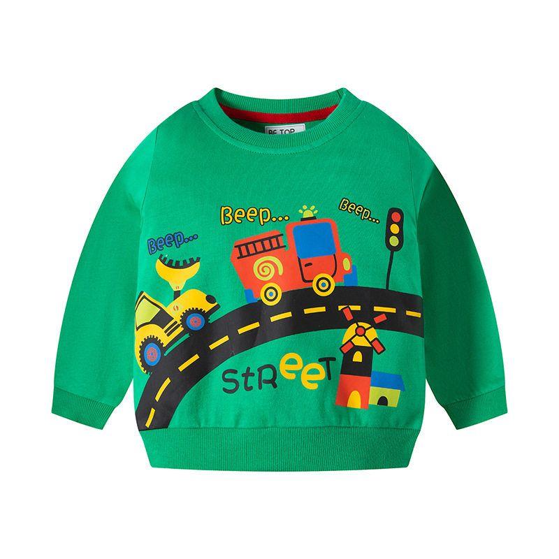 Spring and Autumn Sweater Terry Car Casual Children s Clothing Cyan 130
