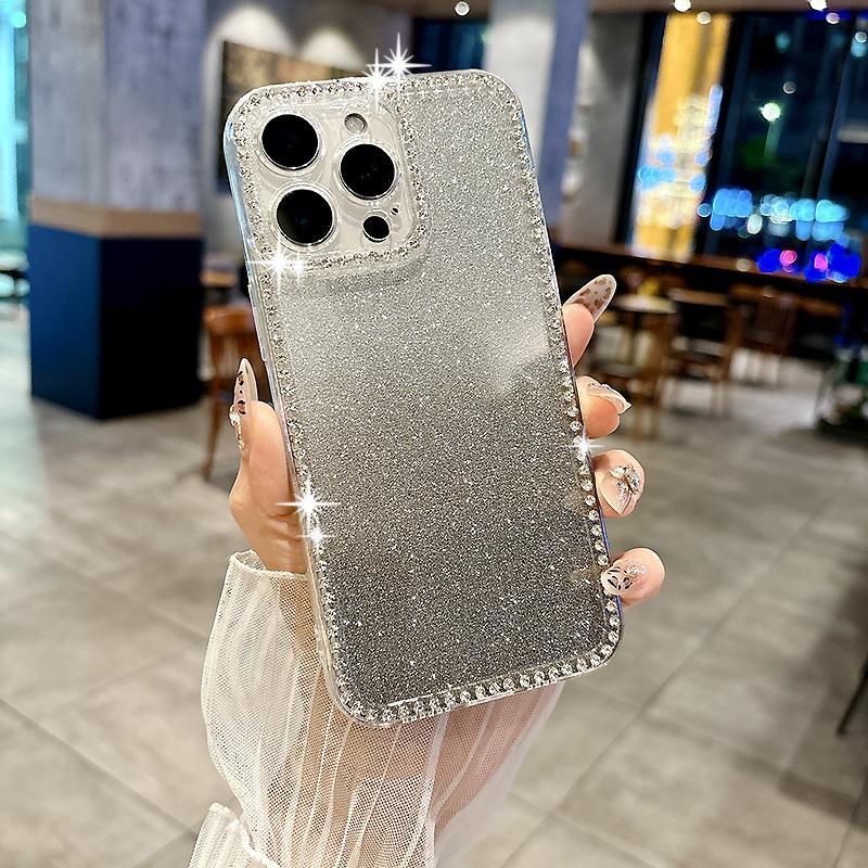 Luxury Glitter Bling Diamond Camera Protect Bumper Phone Case For iPhone 17 Air 16 15 Pro Max Samsung S25 Redmi Note 14 13 Shockproof Protective Cover