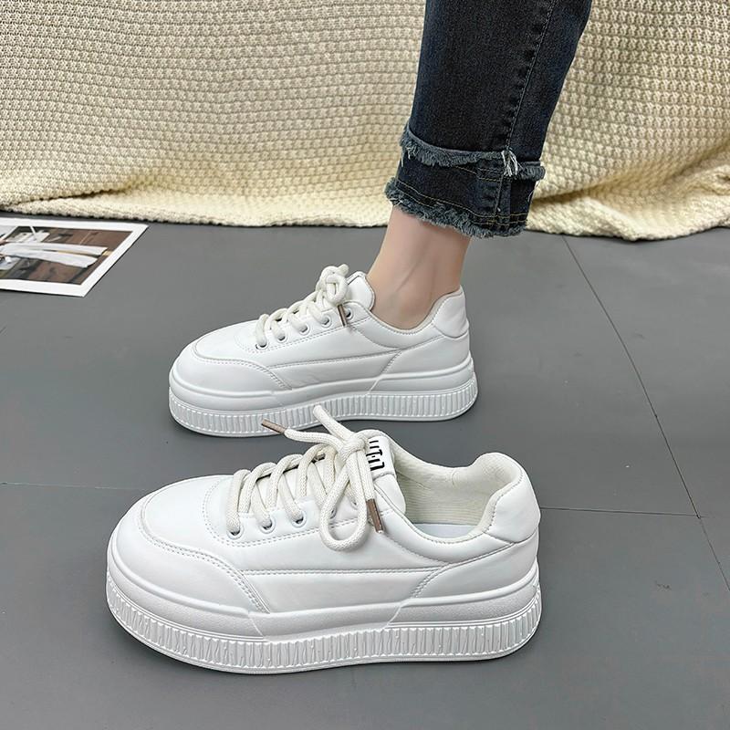 

Japanese white shoes 2025 spring European platform women s shoes new height-increasing casual board shoes versatile student sports shoes 35 бежевий