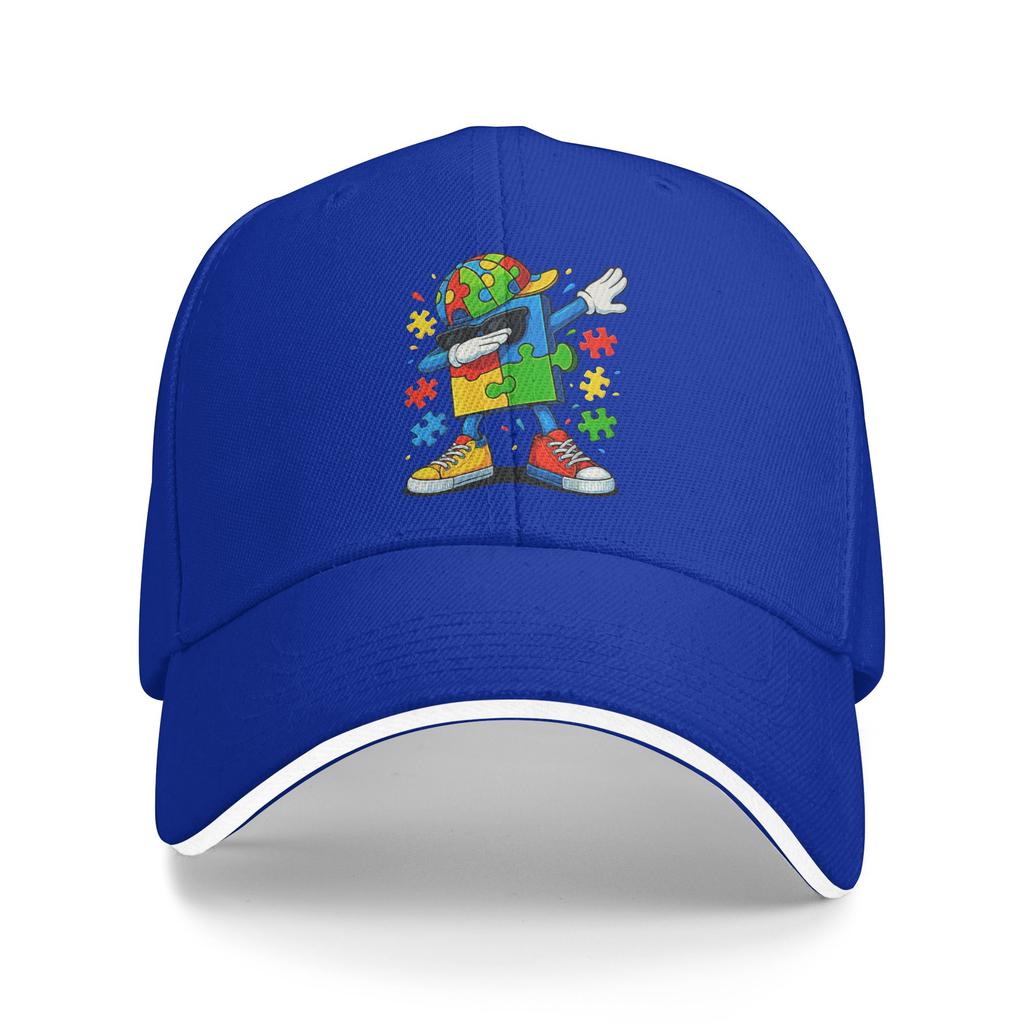 Dabbing Puzzle Autism Awareness Sun Baseball Cap Summer Y2k Cool Trucker Hat For Women Men Outdoor Gym Snapback Cap