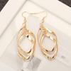 1 Pair Hook Earrings for Women, High-Polish Double Rhombus Design Drop Earrings, Date Night Earrings for Office Casual Jewelry Gift