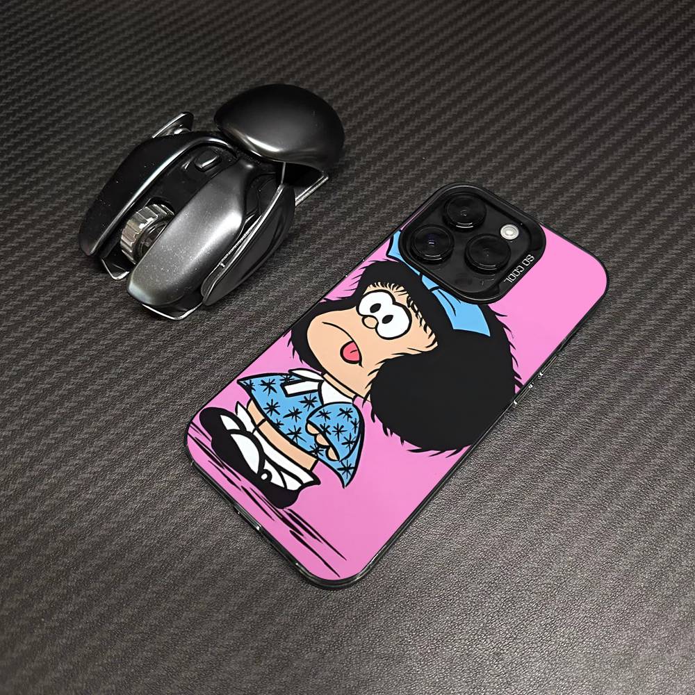 Cartoon M-MafaldaS Anime Phone Case Color Silver Shell For LPhone 17 16 16e 15 14 13 12 11 Pro Max Plus