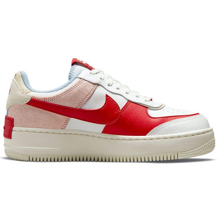 Nike Pantofi de sport pentru femei Air Force 1 Shadow Cracked Leather Alb Summit-Alb Gym-Roșu CI0919-108