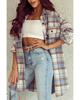 Azura Exchange Long Sleeve Plaid Shacket with Flap Pockets
