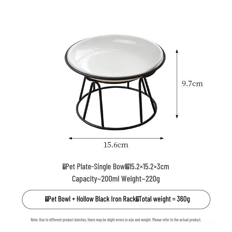 Six-Inch Ceramic Cat Paw Bone Plate with Stand - Non-Tip Pet Bowl for Cats & Dogs
