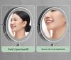 Wall-Mounted LED Vanity Mirror, Double-Sided with Light and Magnifier, Punch-Free Folding Design for Bathroom and Hotel Use