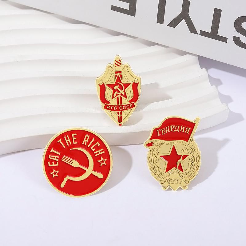 EAT THE RICH Enamel Pins Custom Group Logo Brooches Lapel Badges Clothes Russian Jewelry Gift for Kids Friends