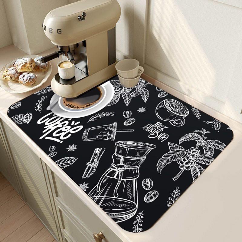Coffee Machine Mat Coffee Machine Absorbent Non-Slip Mat Kitchen Countertop Drain Mat Kitchen Absorbent Non-Slip Mat