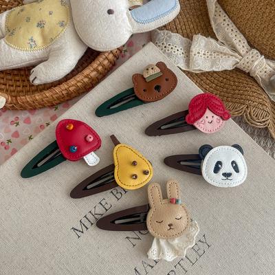 Cartoon Leder Hase Panda BB Clip Baby Mädchen Haarnadel Niedlich Pony Seitenclip Haarspange Kinder Kopfschmuck Kinder Haaraccessoires