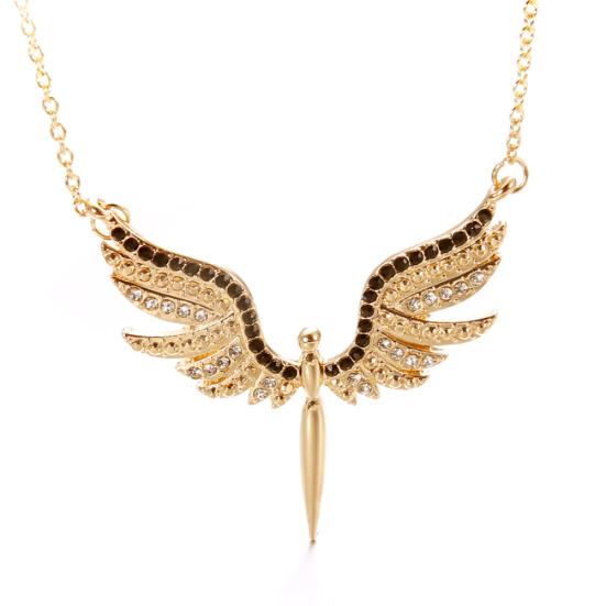 Bling Rhinestone Angel Wings Pendant Women Party Necklace Jewelry Gift