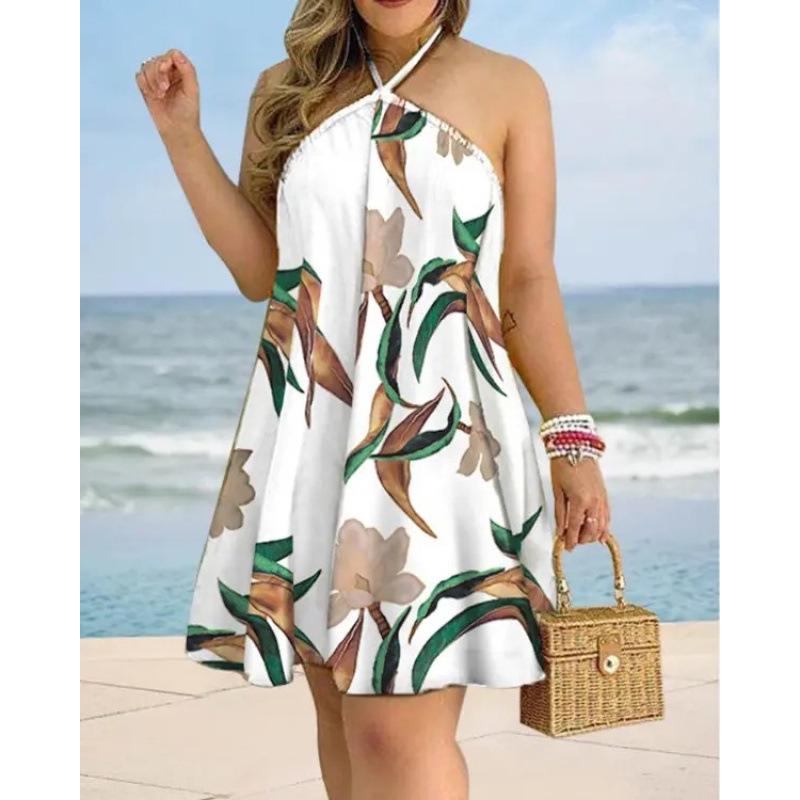 2022 Summer Off-Shoulder Halter Neck Loose Women's Dress