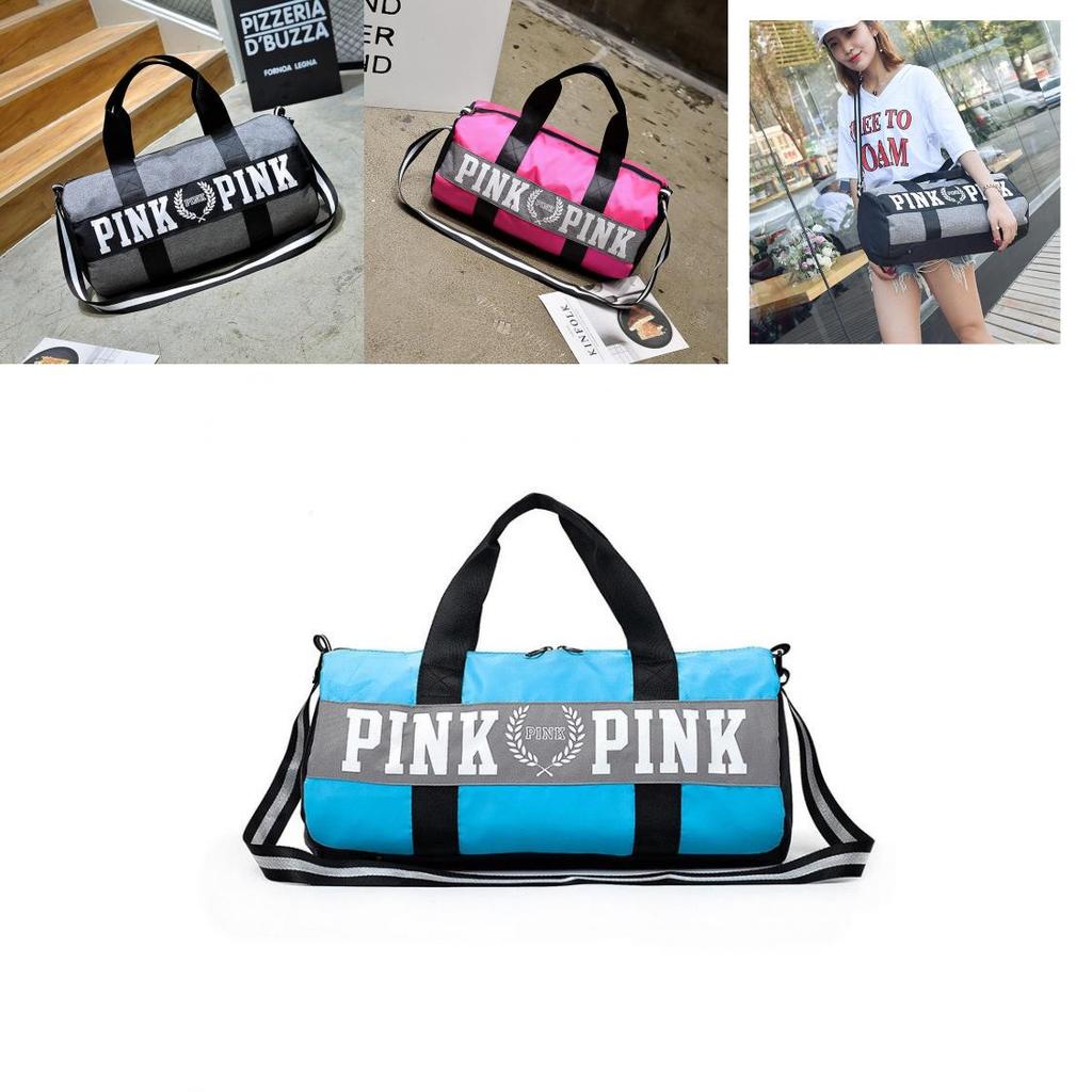 Victoria's Pink Różowa Płócienna Torba Duffle na Jogę o Ponadczasowym Designie do Szkoły i na Siłownię