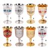 2Pcs Chalice Goblet Metal Shot Glasses Engraving Rose Flower Wine Cup Medieval Drinkware for Party Wedding Decors Gift