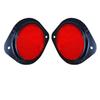 2X Red Reflex Reflector Mini Light | 80mm Lens | Steel Ring + PMMA Acrylic | Black Plastic Base | Tractor Truck Trailer Universal