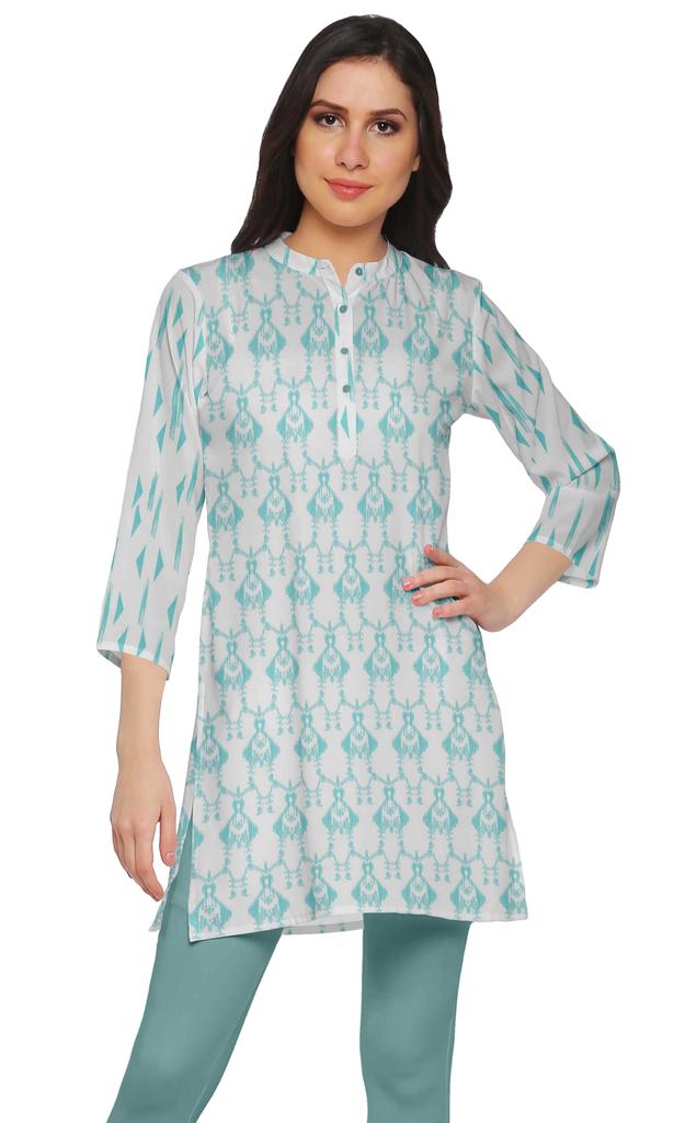 Moomaya Printed Side Slit Short Kurta Tunic For Women Summer Wear Ladies
