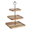 Wooden Storage Rack for Cakes, Fruits, and Snacks with Multi-layered Trays Decorative Wood Desserts Stand with Tray Fruit Plate
