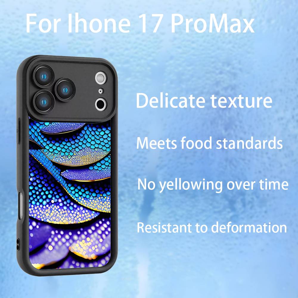 

Dragon Scale Phone Case For iPhone 17,16,15,14,13,12,Pro,Max,Plus,E,SE4,Air, emery Black Full Coverage TPU iPhone15pro