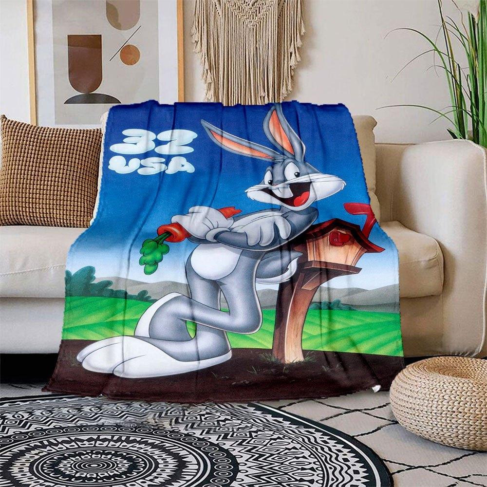 Bugs Bunny Mailbox Sticker Decal Laptop Phone Car Window Bumper Sticker 5  x 4 Blanket Flannel Throw Blanket for Sofa, Bed, Travel, Camping, Office 100x150cm