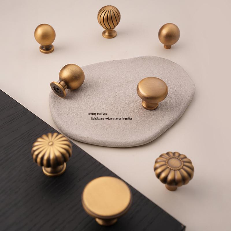 French Vintage Brass Antique Bronze Wardrobe Cabinet Handle, Single Hole Design