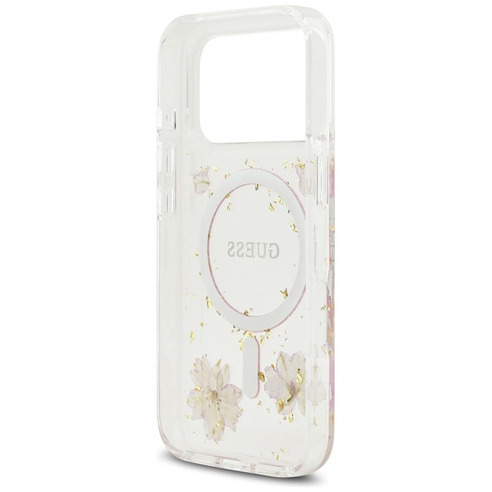 Etui Guess Resin Flowers Glitter Magsafe Do Iphone 17 Pro Różowy