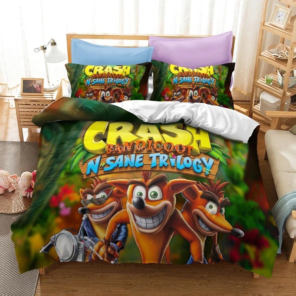 

Мультфильм Crash Bandicoot 3d Роскошный комплект постельного белья Пододеяльник Комплект наволочек Твин Полный Queen King Bedchothes EU Single 135x200cm