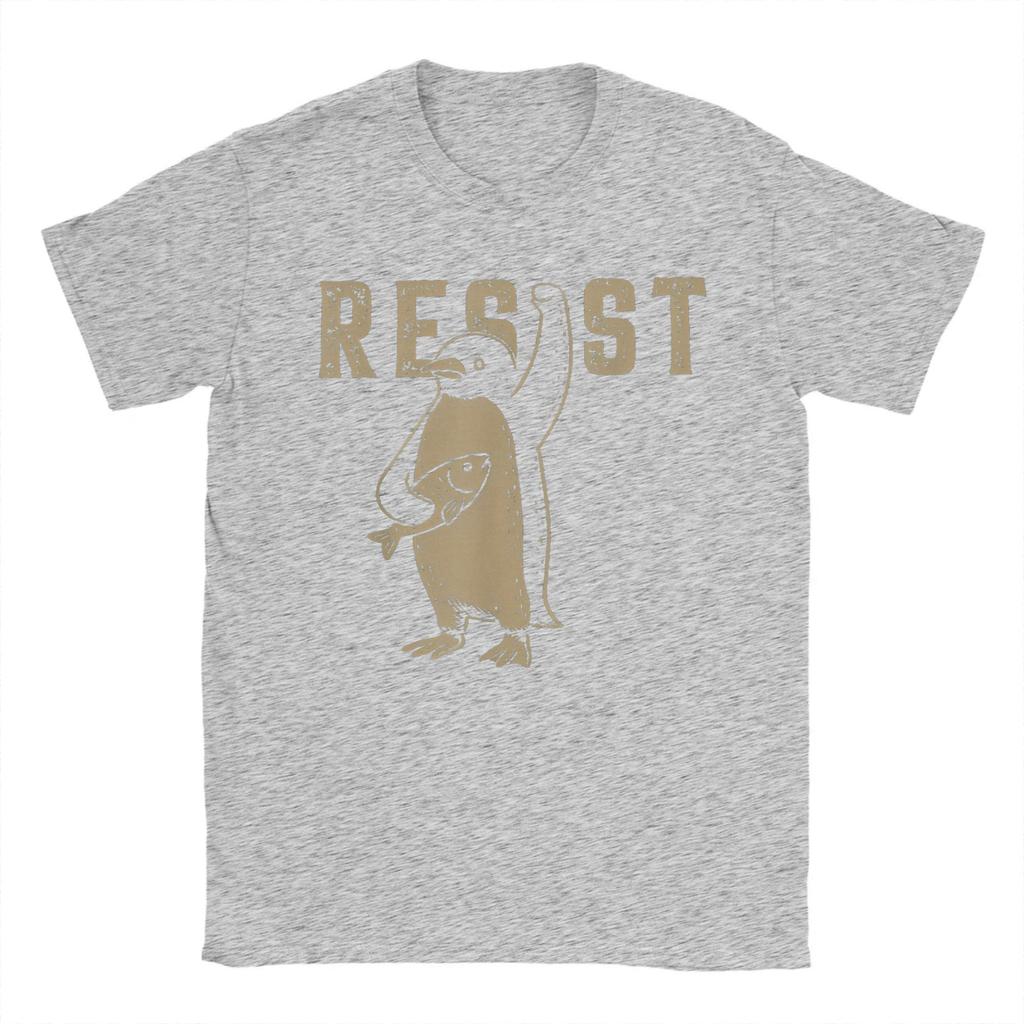 Men women T-Shirts Resist Humorous Tees Short Sleeve Penguin Activism T Shirt Crewneck Clothing Birthday Present