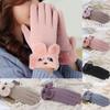 Woman Winter Gloves Cute Windproof Gloves Hand Wear Lovely Thick Warm Wind Proof Suede Fabric Telefingers Gloves