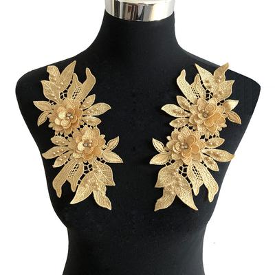 1 Paar Blume Hohl 3D Spitze Kleid Applikation Perle 3D Strassbesatz Aufnäher Bastelmaterial Stickerei DIY Nähzubehör