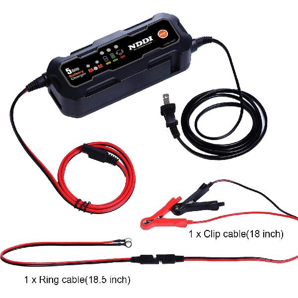 Car Battery Charger, 6V-12V 5A Smart Battery Trickle Charger Automotive Battery Charger Maintainer for Car Truck Motorcycle Lawn Mower Marine Lead